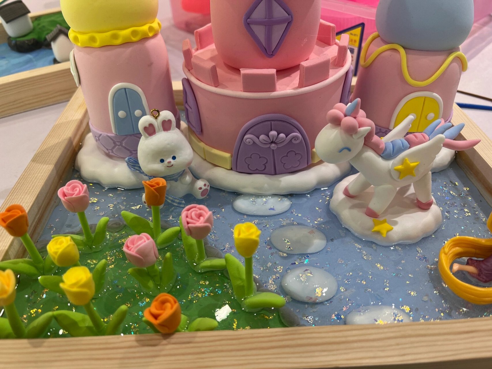 超轻粘土魔法城堡  新鲜出炉的公主城堡 粉粉嫩嫩的色系太爱了  再配