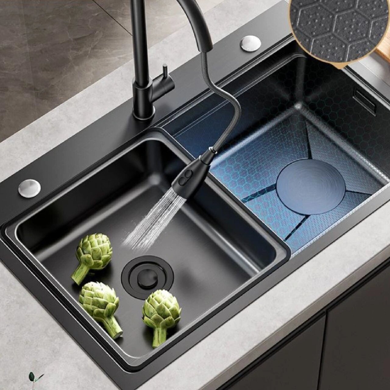 洗菜盆选择 16615卡贝手工蜂窝加厚单槽 26615卡贝侧排大单槽