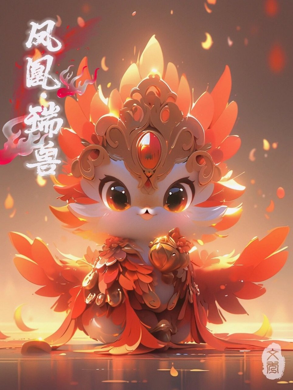 aigc95盲盒ip设计98瑞兽q版凤凰 凤凰-山海经中的描述 	 这种神鸟