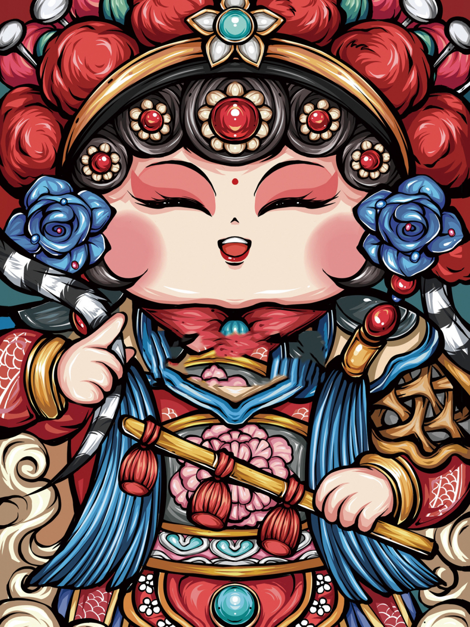 创意美术|儿童画96国潮插画素材分享96 94东来也国潮插画庆元旦