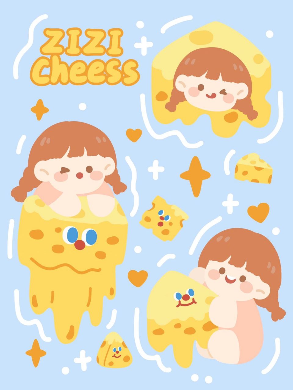 94原创插画设计 · 939393 芝芝酱芝士奶酪创意可爱卡通壁纸