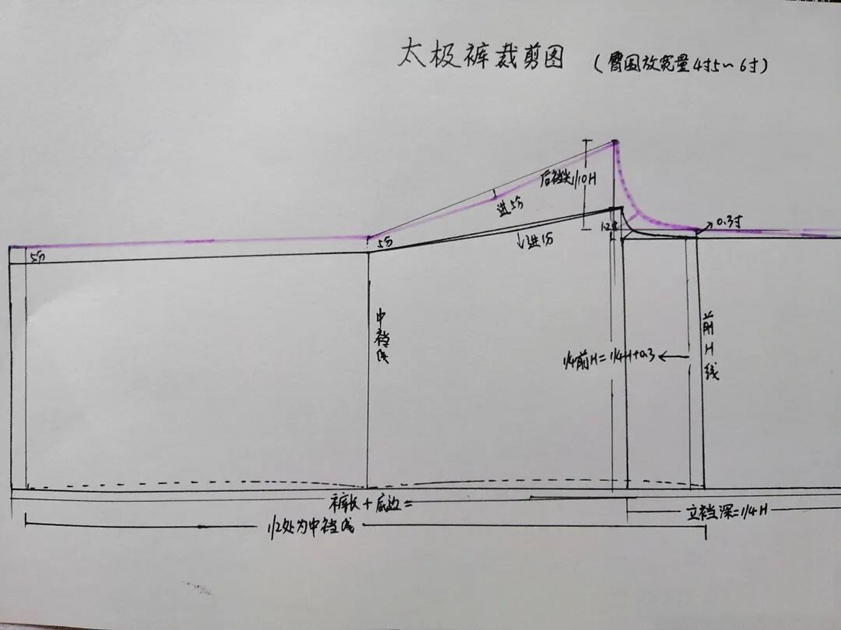 太极裤裁剪图,来自【线姐爱手作】.
