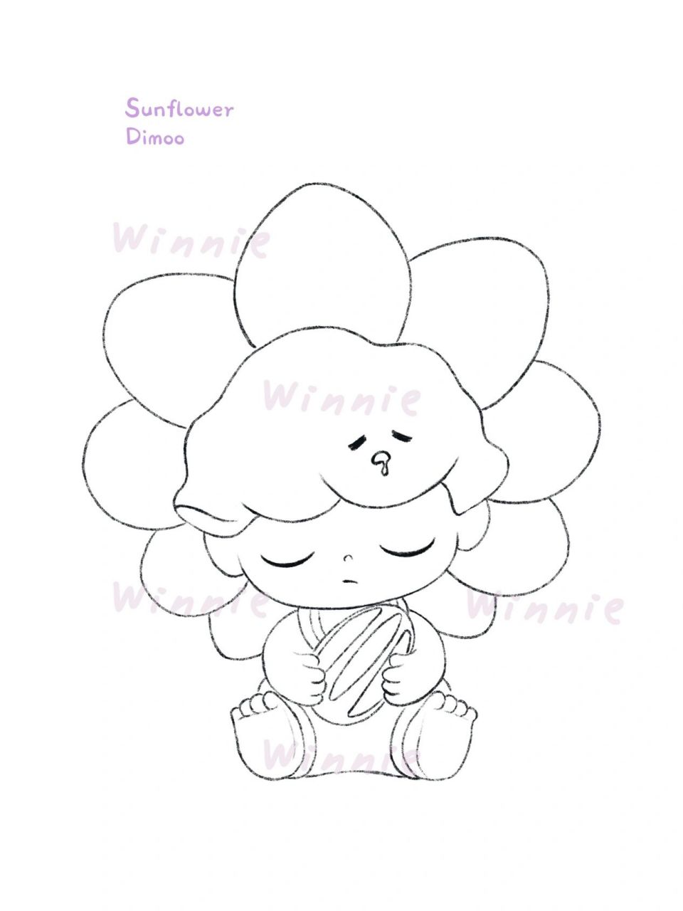 【手绘彩铅盲盒】泡泡玛dimoo向日葵附线稿 老规矩:完整绘画过程视频