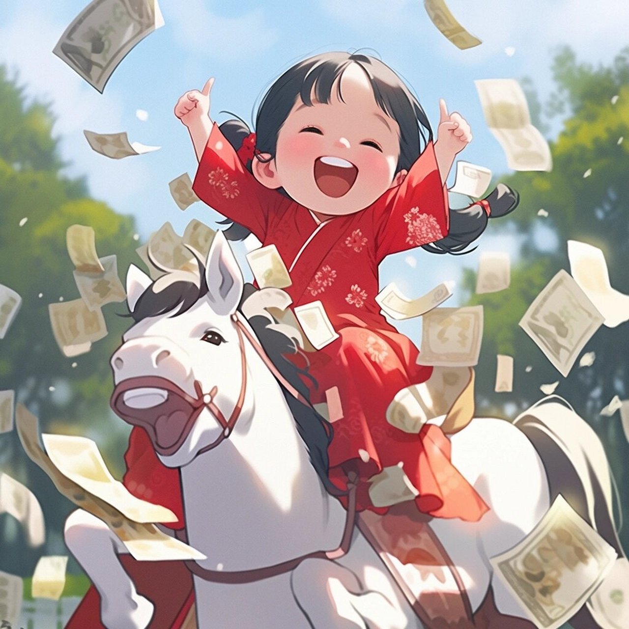 马上发财 #当我换了新头像# #古风插画# #ai绘画# #微信头像# #好运