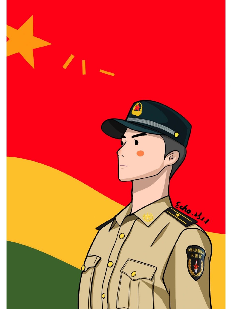 致敬中国人民解放军军人 新年第一组插画,献给保家卫国的军人!