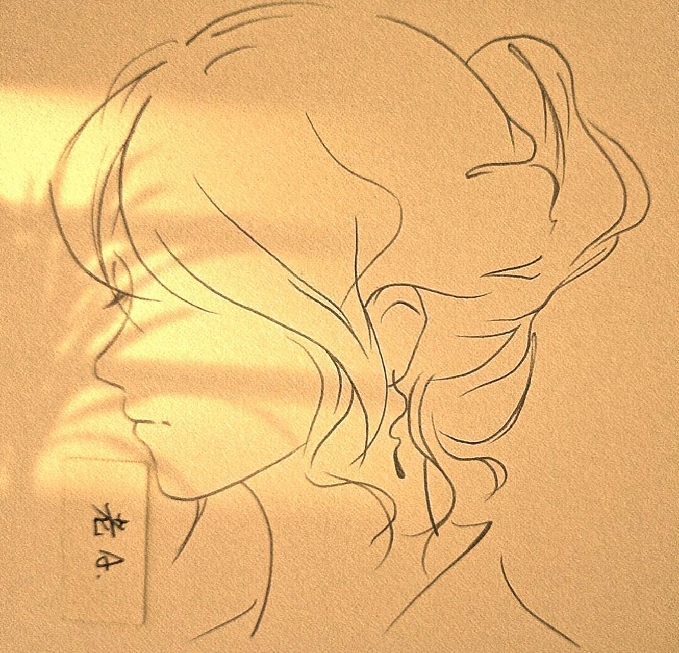 侧脸手绘过程图