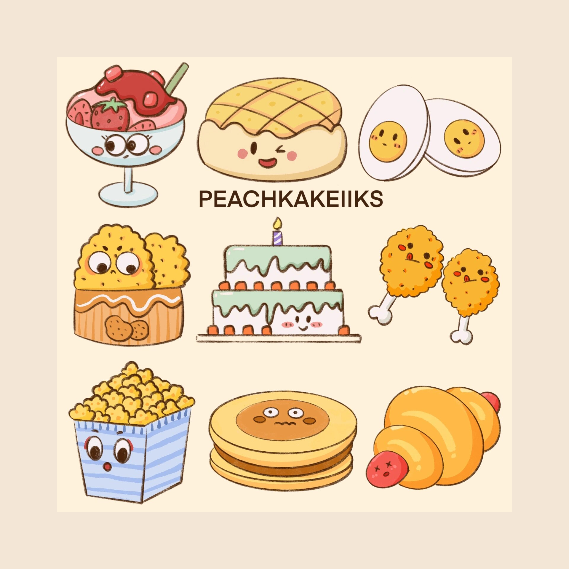 简笔画|美食|手帐素材|doodle风格|速涂