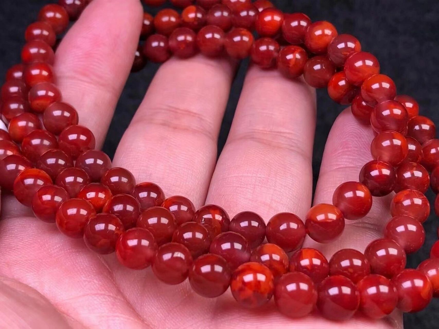 3mm精品凉山南红瓦西牛血红108佛珠95颜 7.