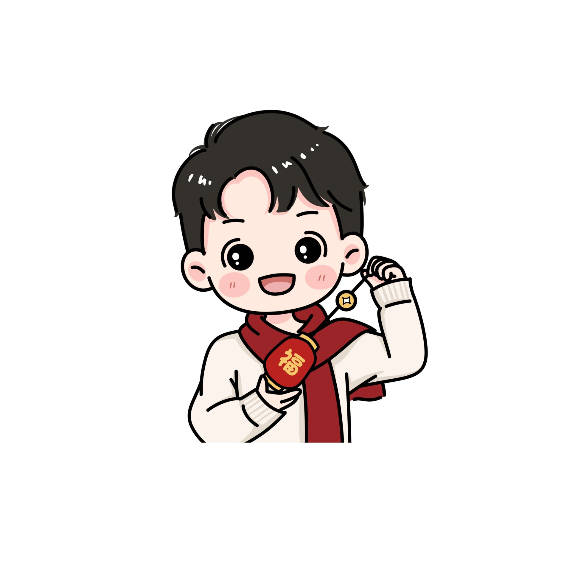 新年头像|手绘q版超可爱人物男孩头像 动漫卡通风格手绘头像 约稿 谁