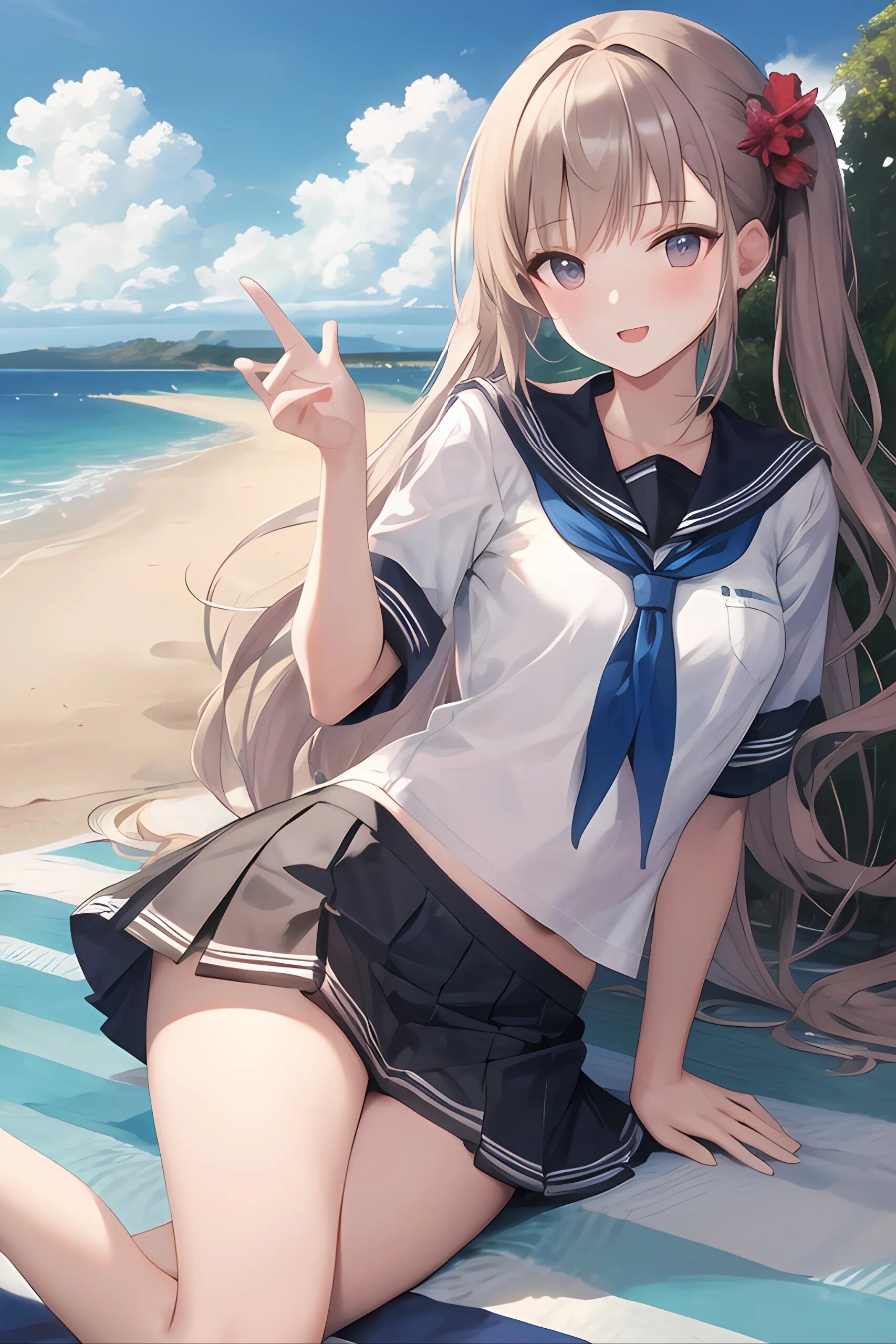 双马尾短裙jjk水手服/ai绘画