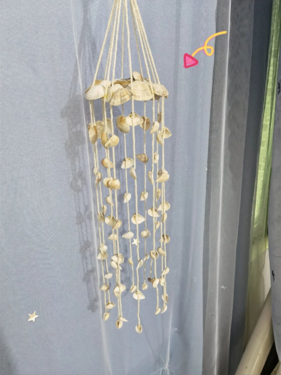 手工贝壳风铃,不打孔,用热熔胶粘 上一篇记录是没有电钻,没有打孔器也
