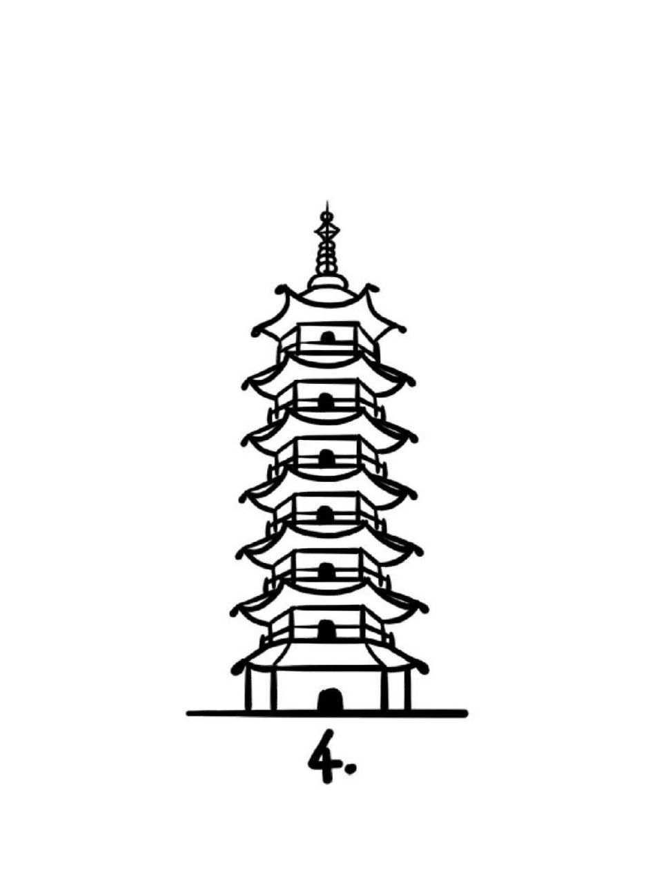 如何画宁波天封塔|地标建筑简笔画教程43 地标建筑第43个作品-天封塔