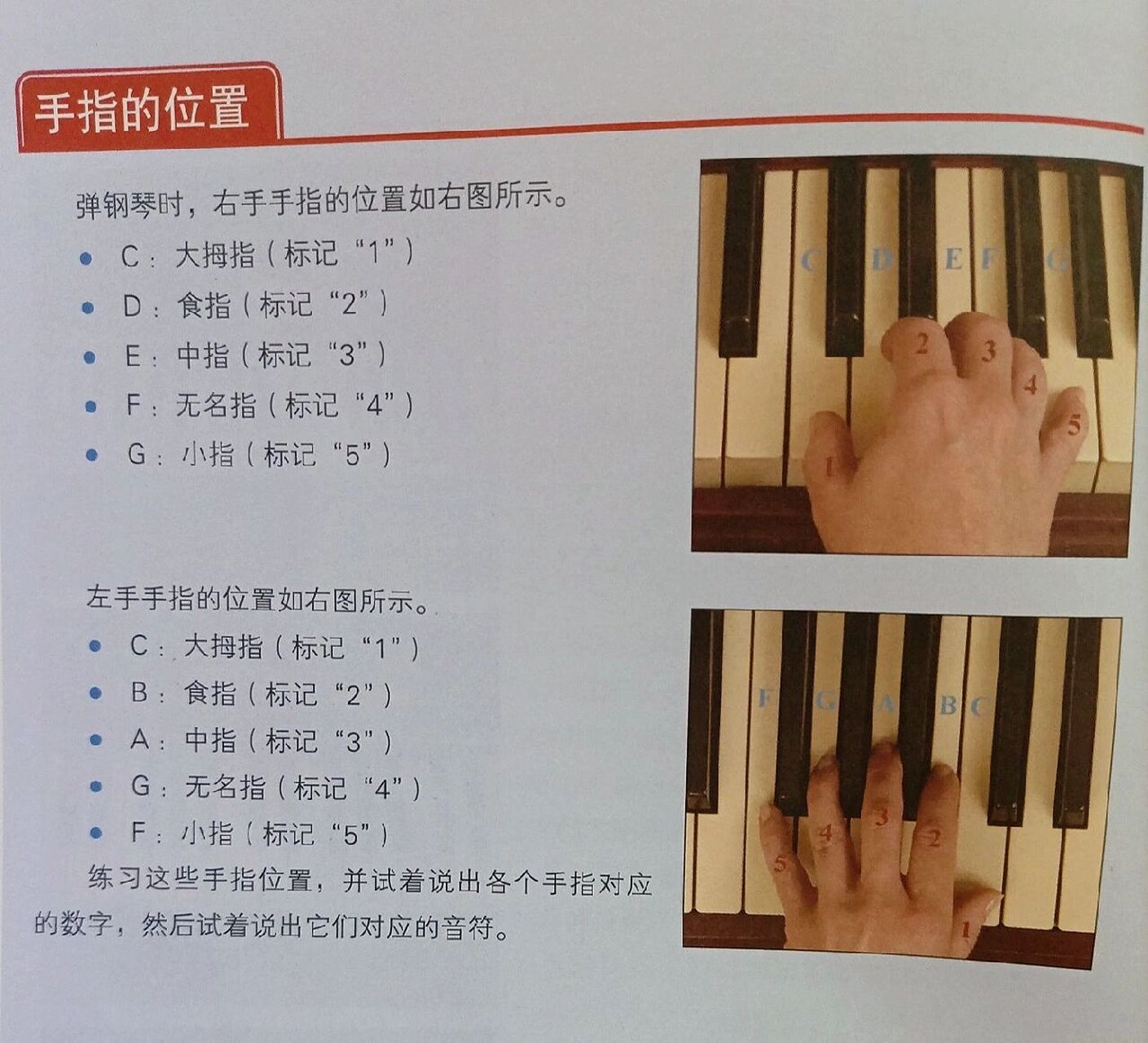 手卷钢琴入门指法图图片