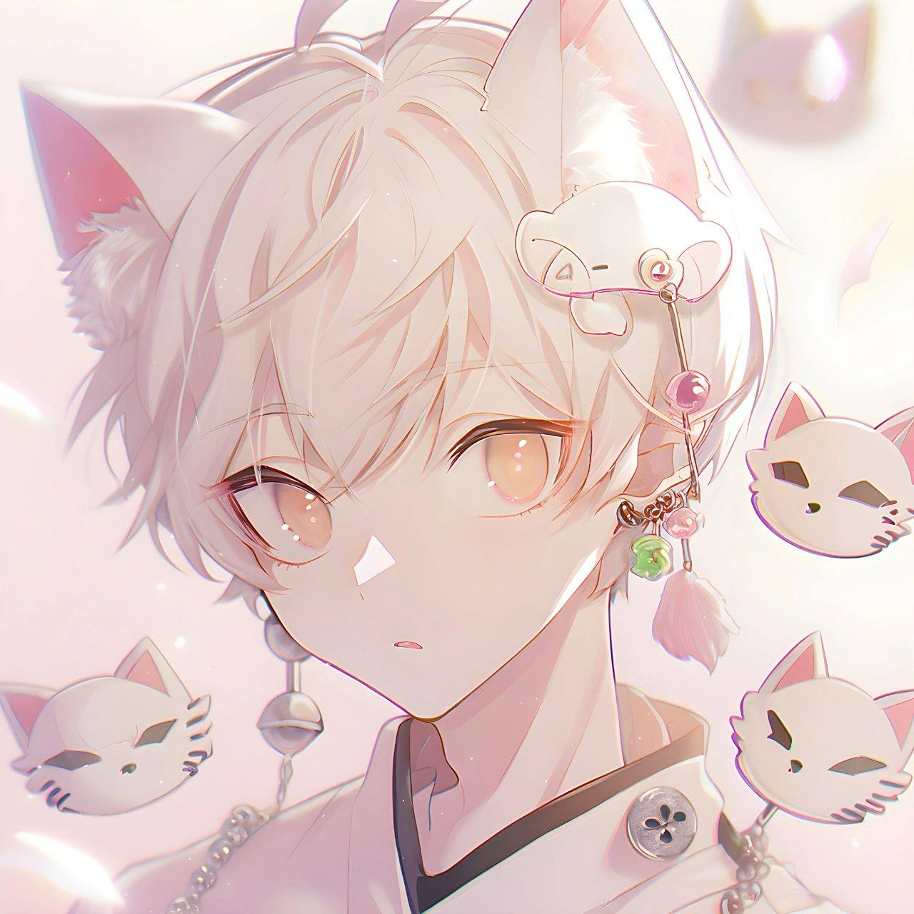 njijourney |ai头像vol.16  白毛狐狸少年> ai作图,自由拿图.