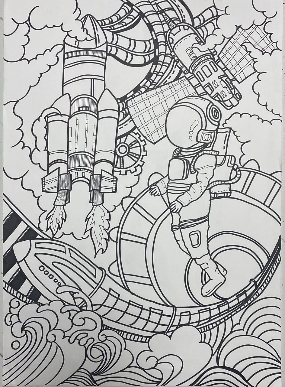 科技科幻画主题绘画海报|a3马克笔含线稿