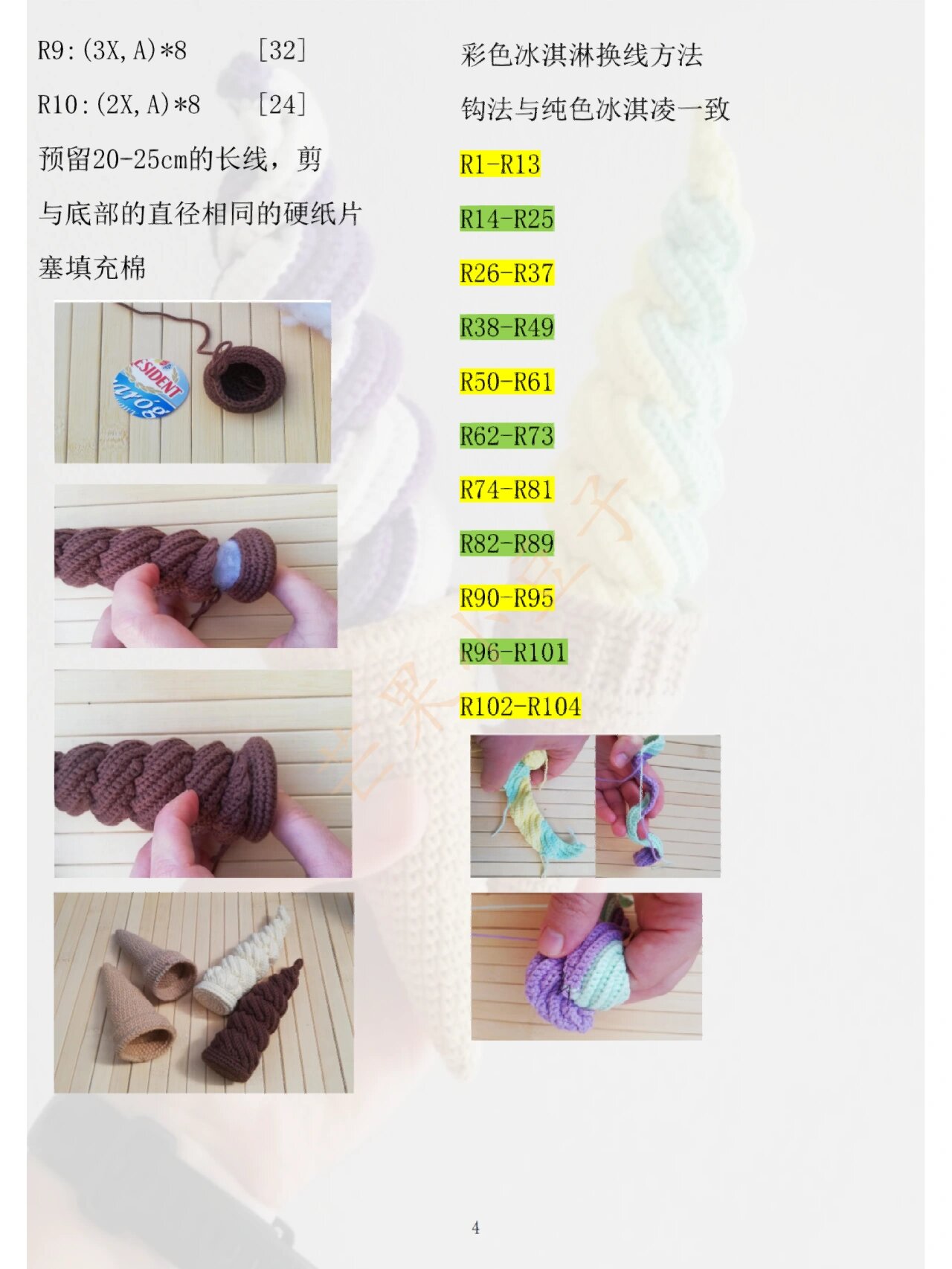 钩针图解|冰淇淋 奶油冰淇淋  好好吃的样子