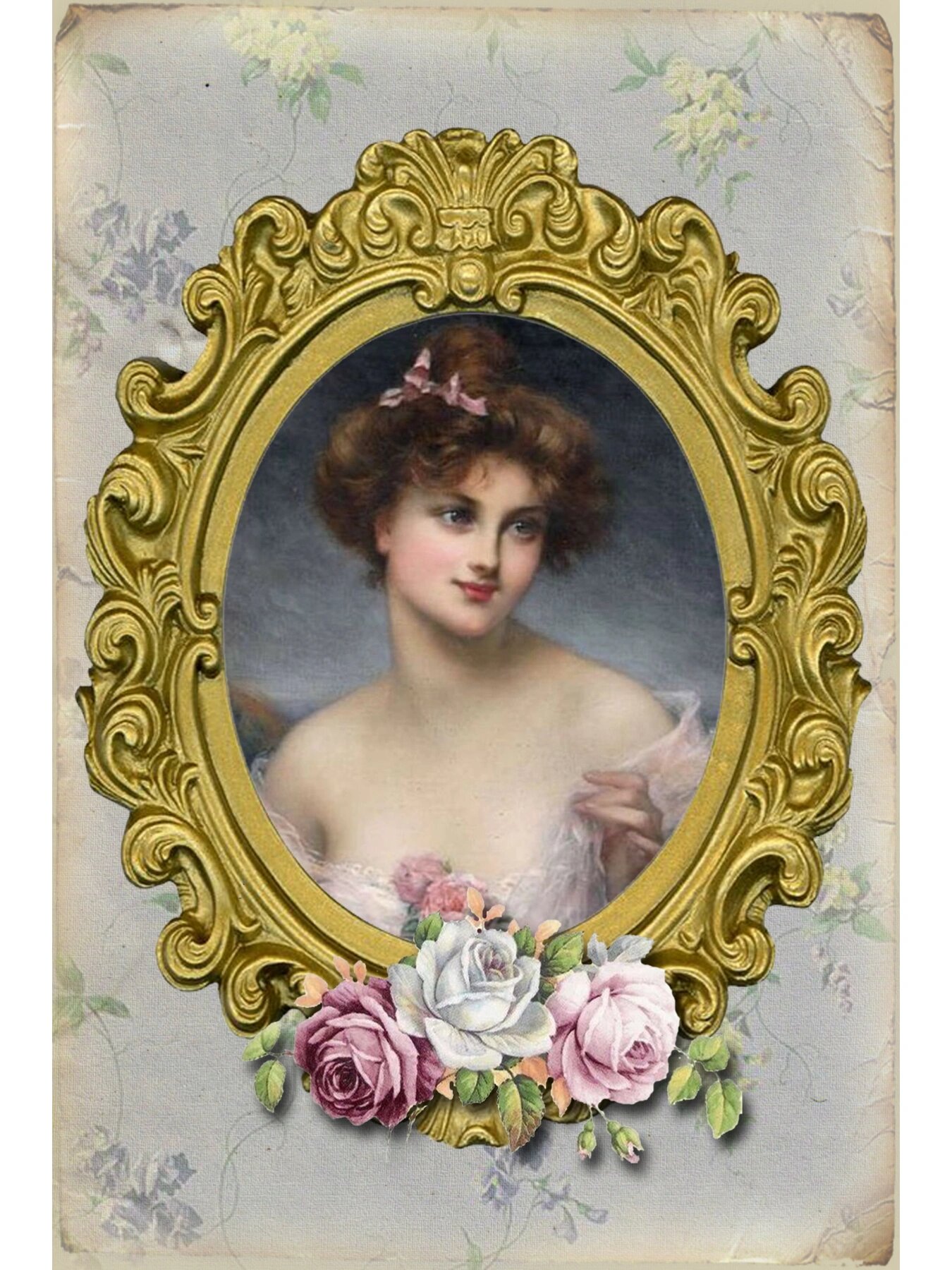 5.21手帐素材分享|欧洲复古少女相框装饰 主页粉丝群自取原图