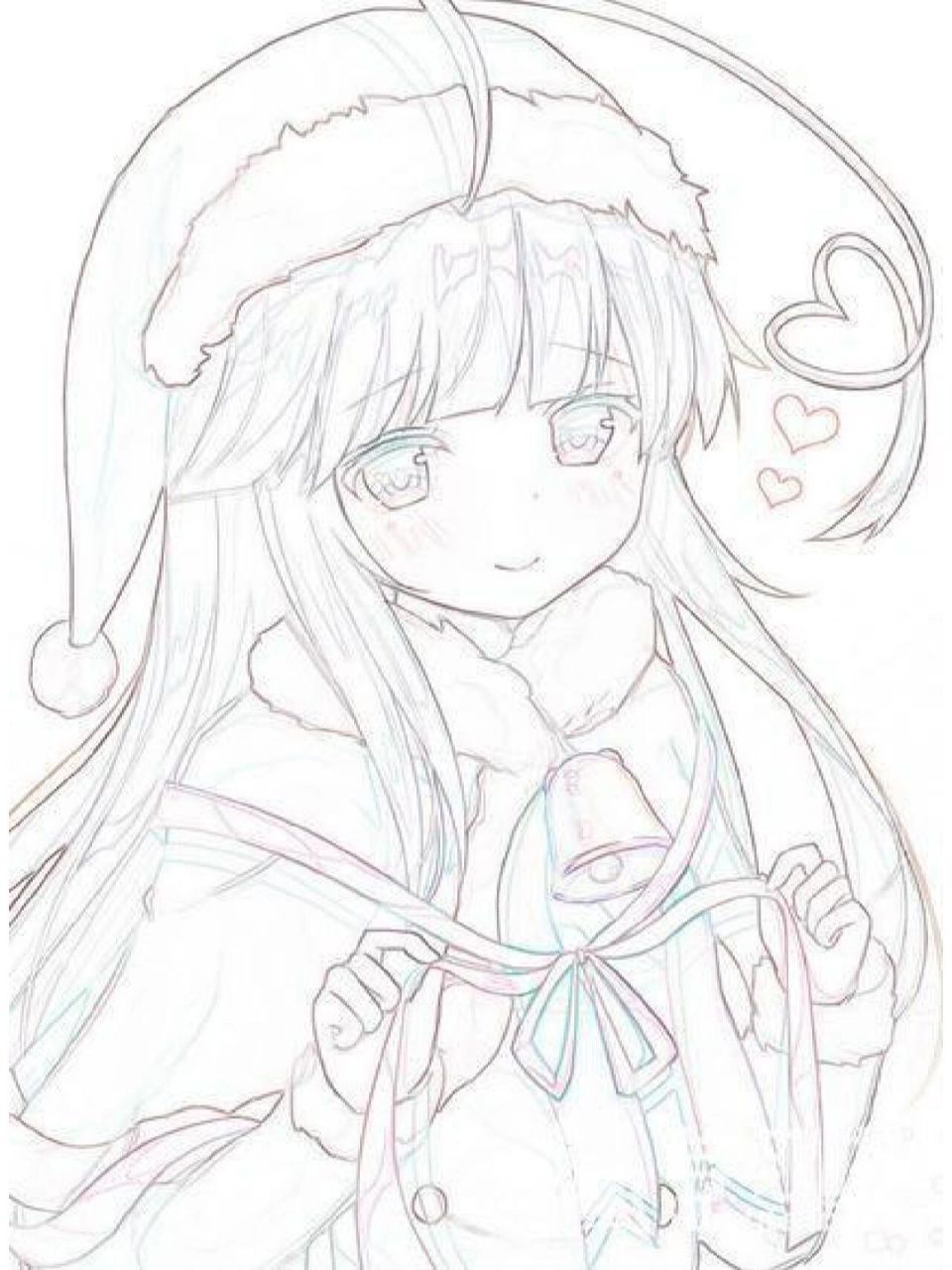 卡通女生铅笔画图片 来一起画下来吧