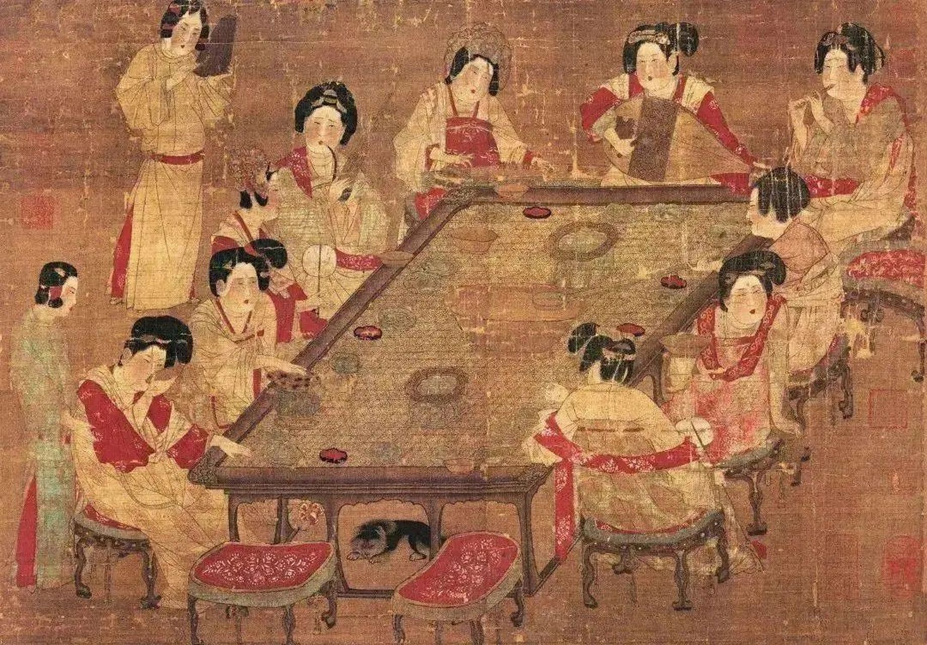 中国十大传世名画-3【唐宫仕女图】-5 名称:《宫乐图》 画家:佚名