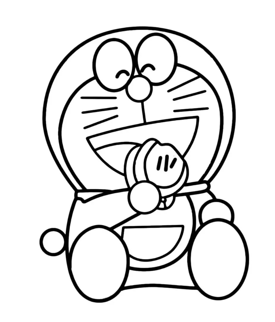 哆啦机器猫小叮当a梦涂色线稿可打印