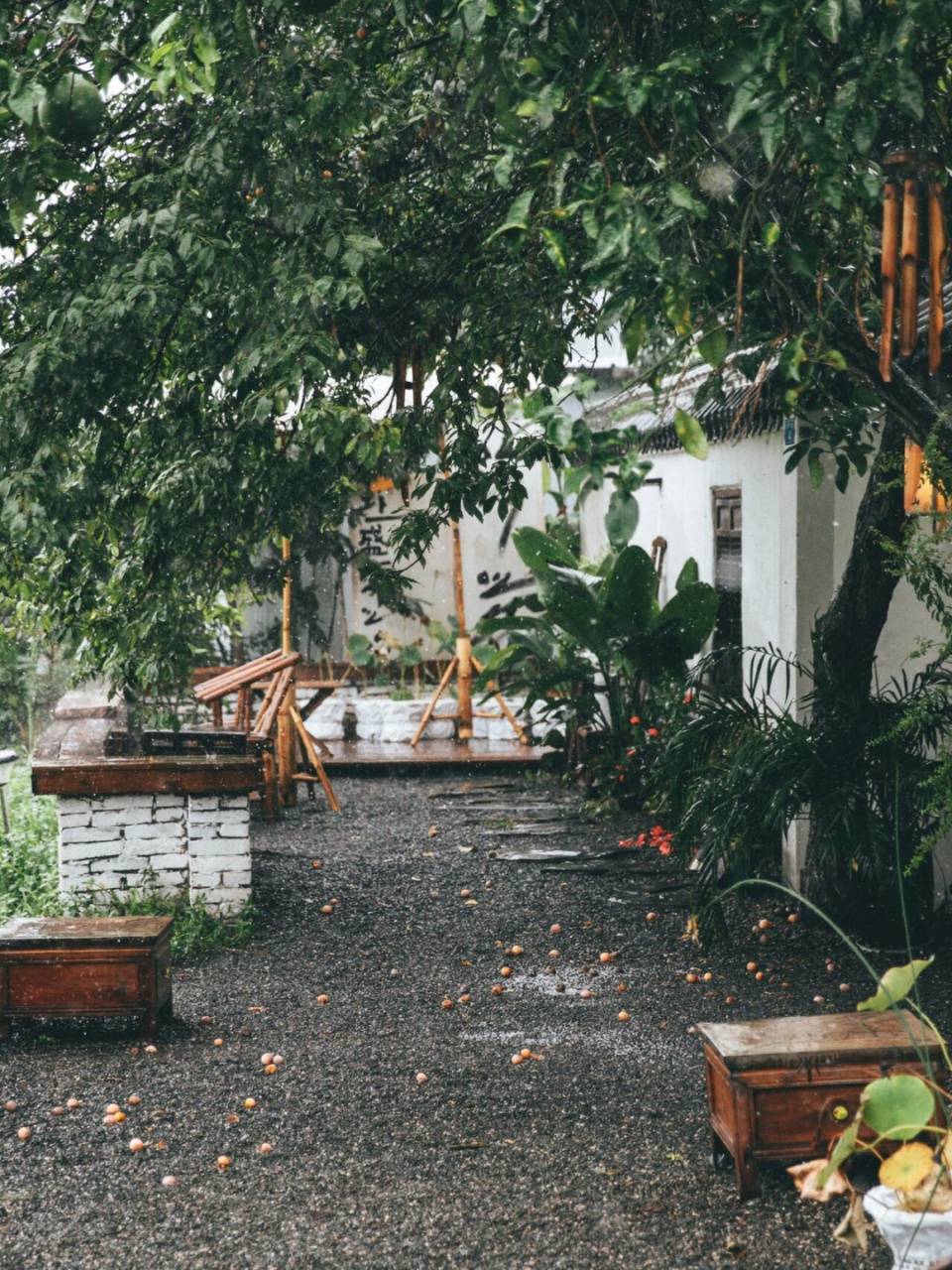 雨中房屋唯美图片图片