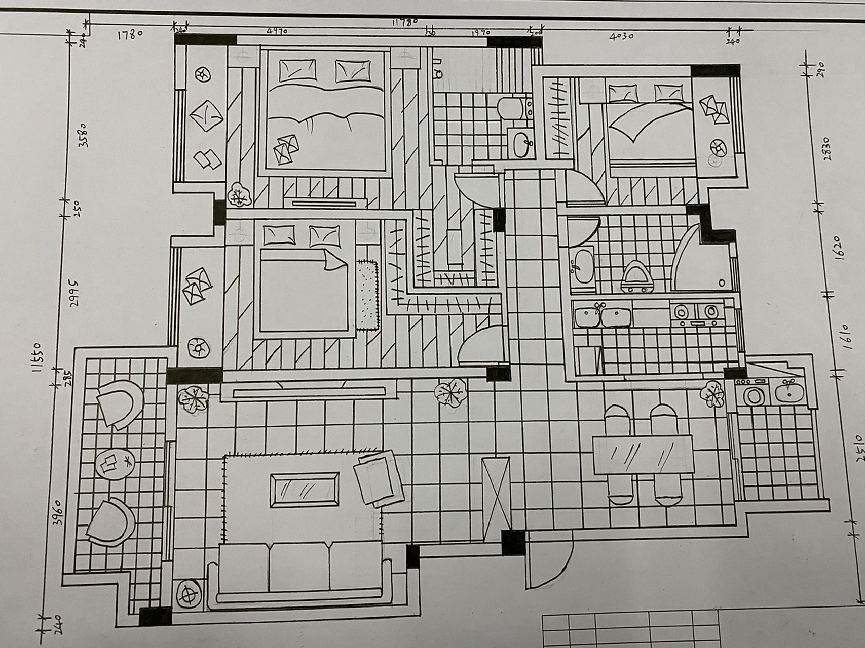 室内设计专业 平面手绘图
