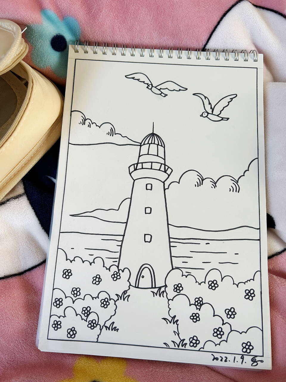 灯塔场景简笔画画法-原创114