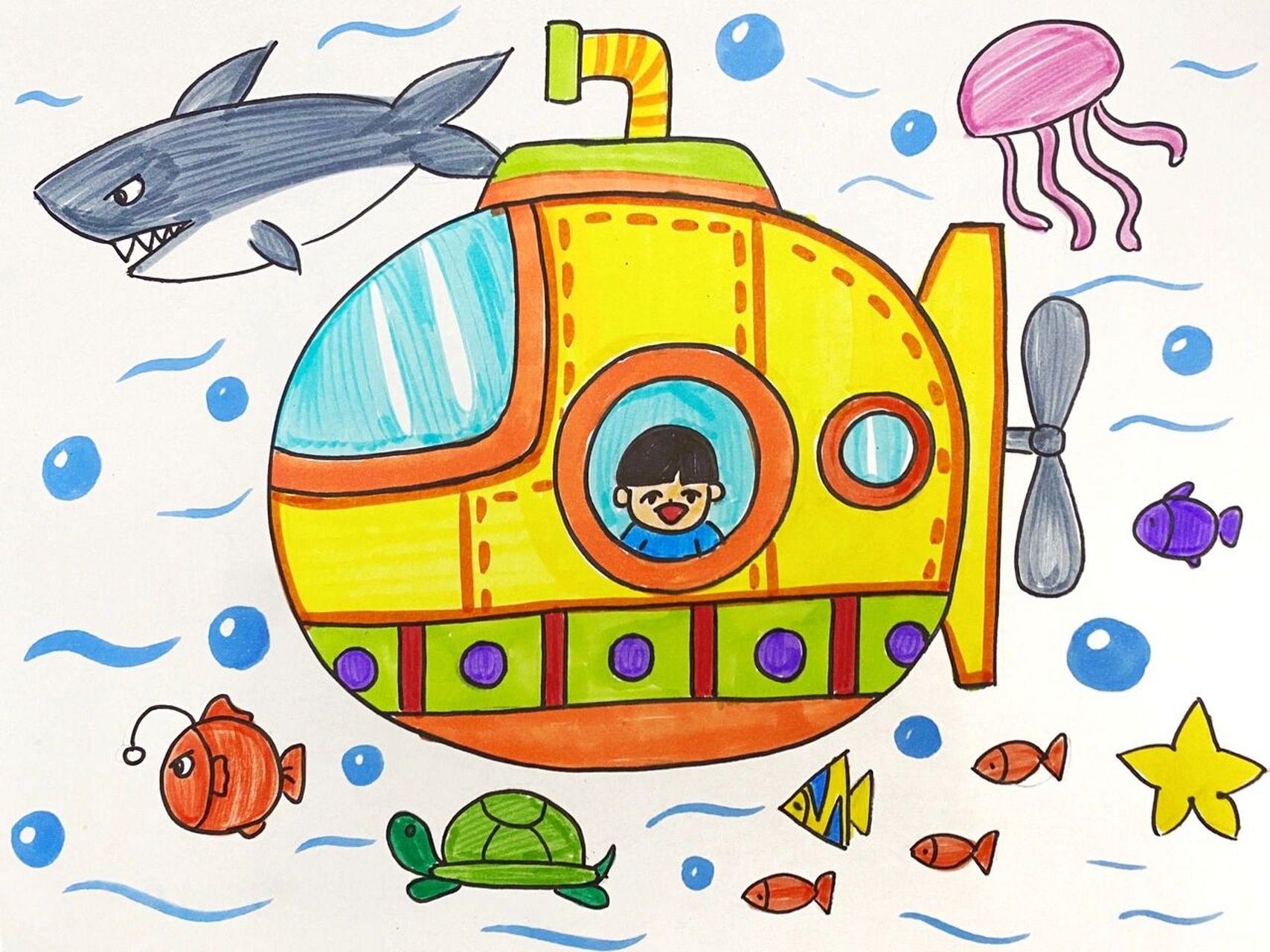 潜水艇儿童画图片大全图片