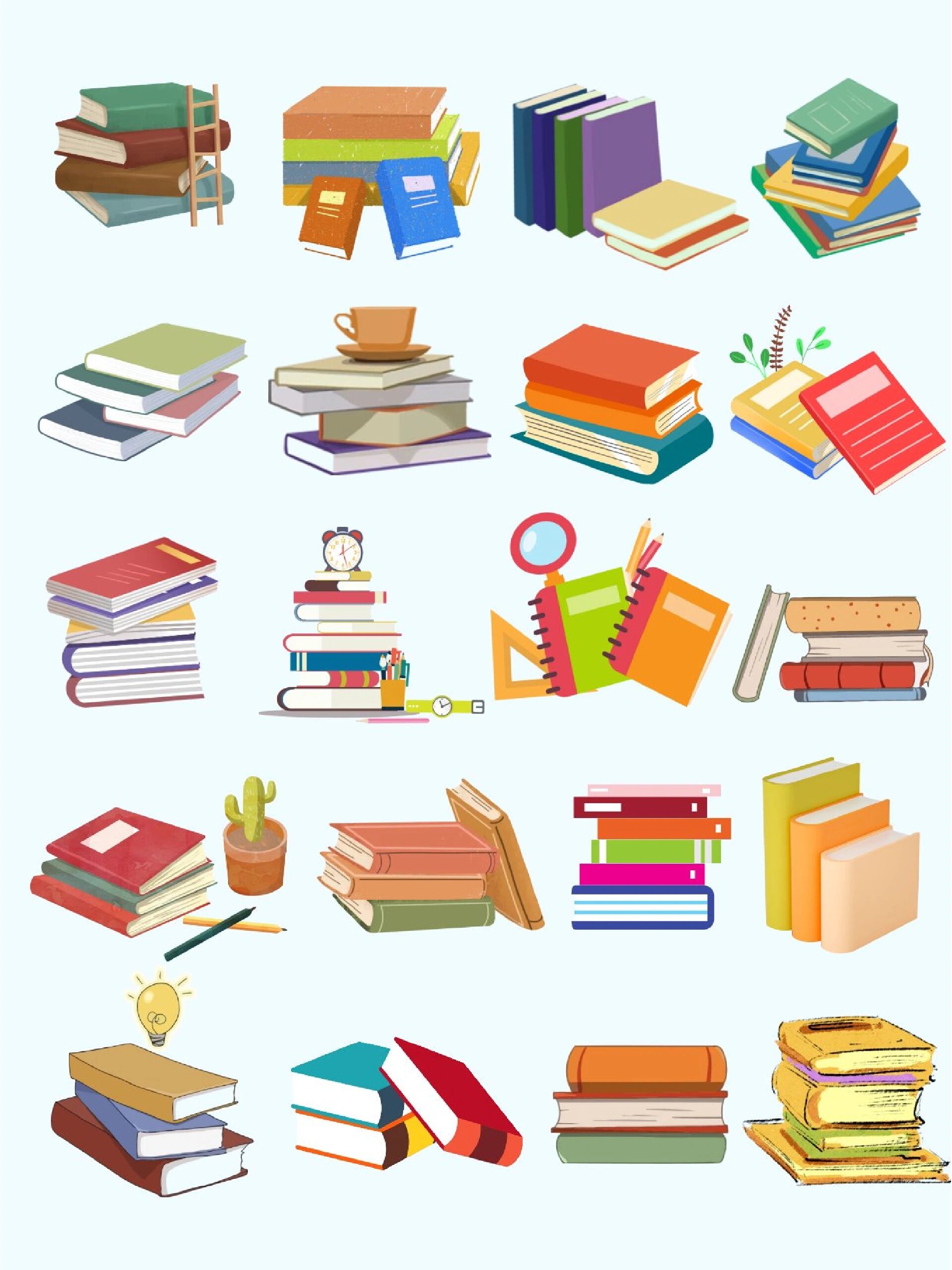 卡通插画书本素材|读书日png免抠素材