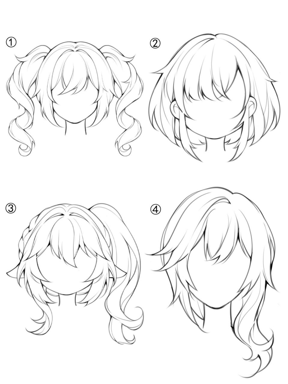 原神头发线稿练习~ 一组老婆们的发型练习,93临摹