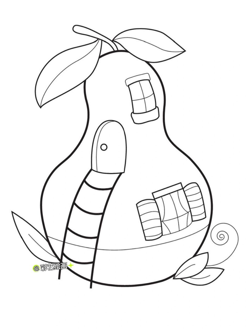 儿童创意画 水果梨房子(附线稿)
