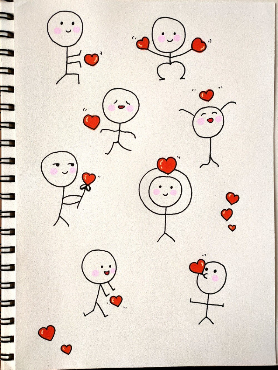 可可爱爱火柴人简笔画 卡通画 马克笔上色 涂涂画画