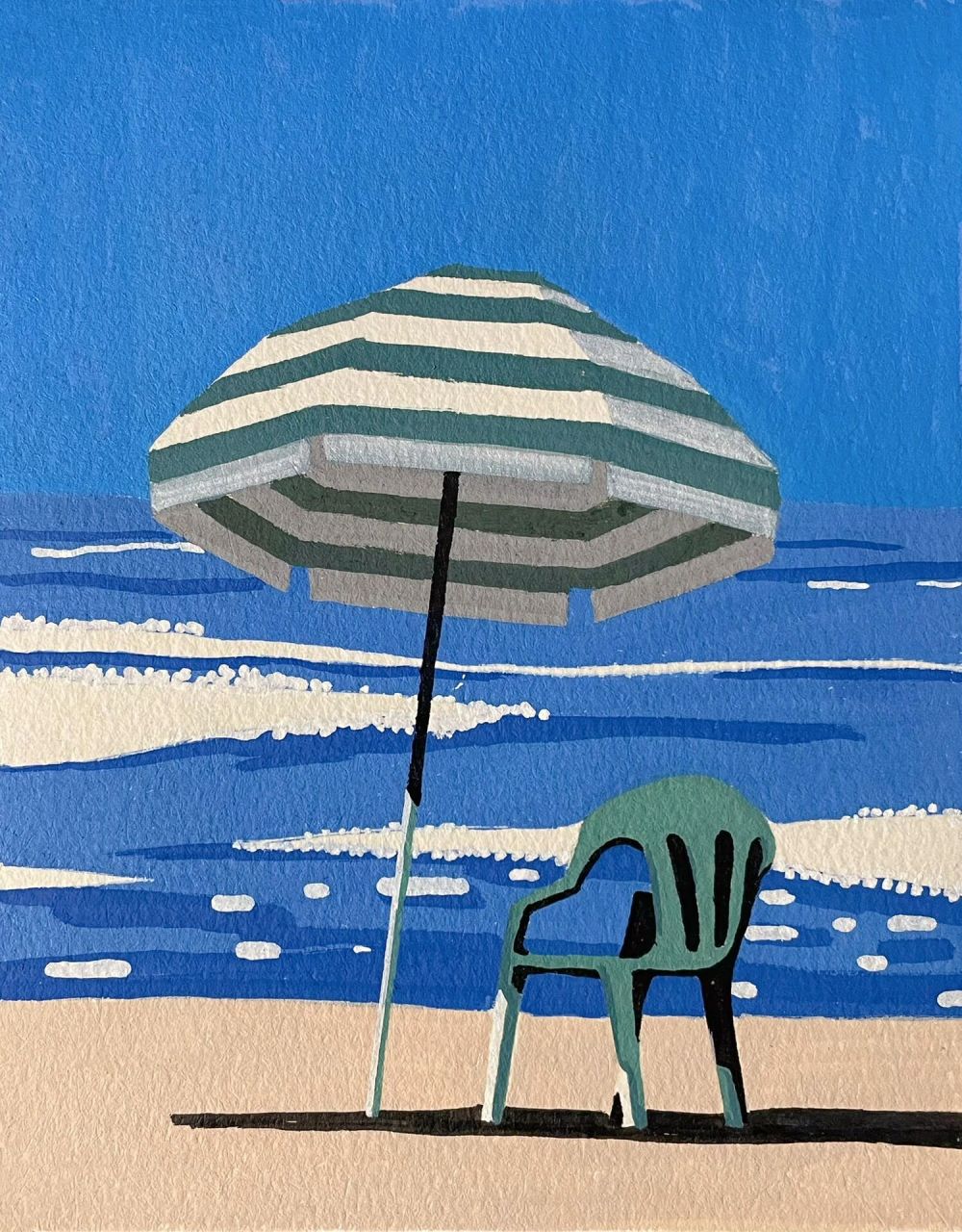 海边|丙烯马克笔    	 哦天空的蓝色与下面的颜色没太分得开 应该开个