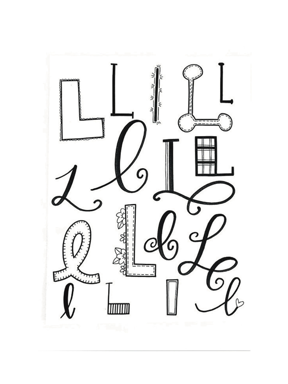 英文花体字l纹身图案 英文花体字l