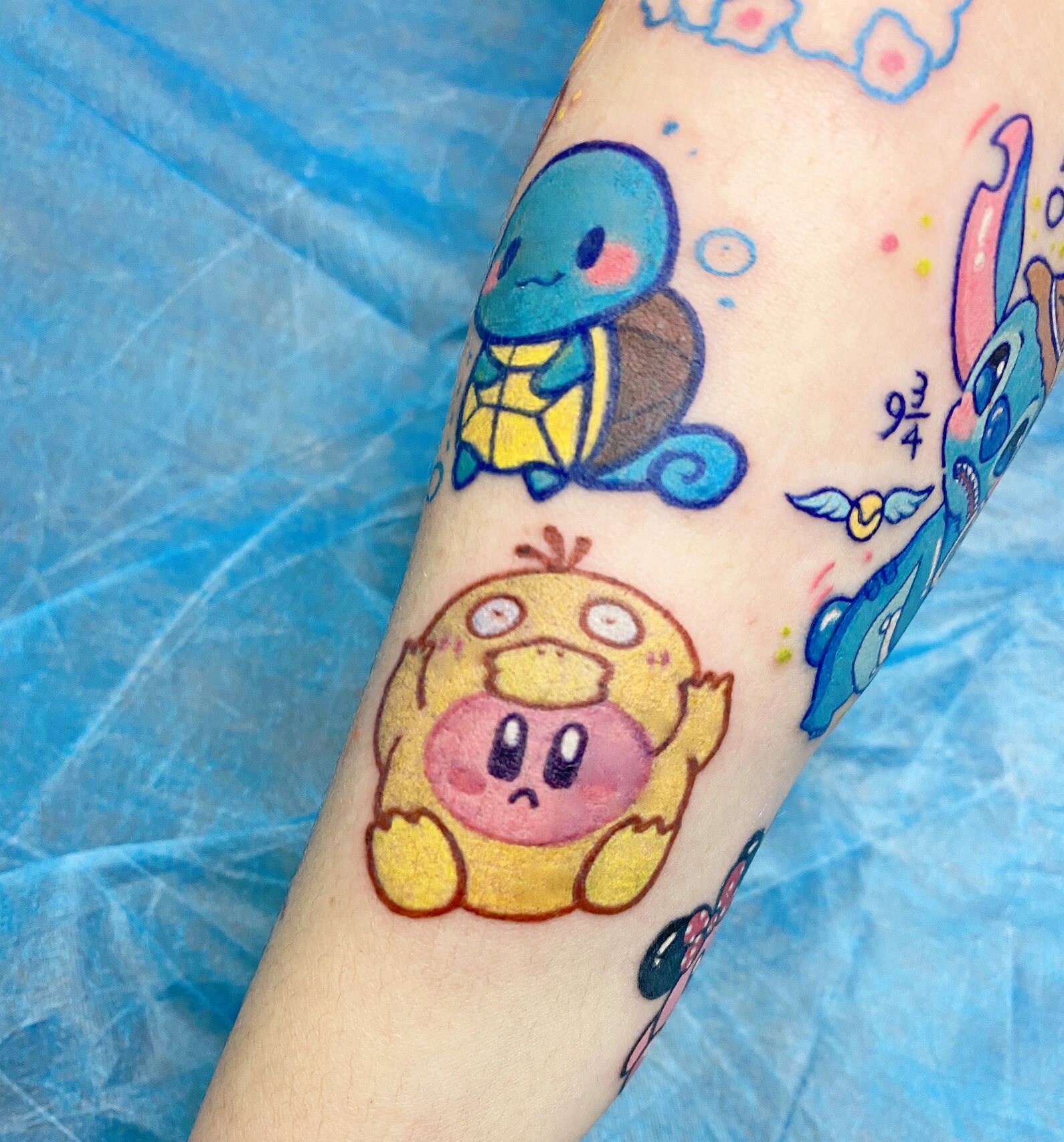 彩色卡通小臂拼接花臂 卡通拼接花臂