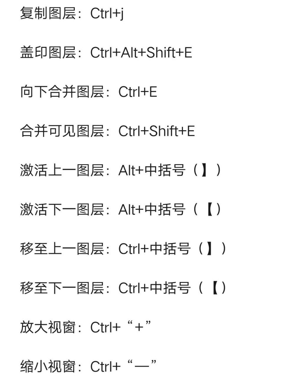 ps基本图层快捷键 图层应用一些相关快捷键: 复制图层:ctrl j 盖印