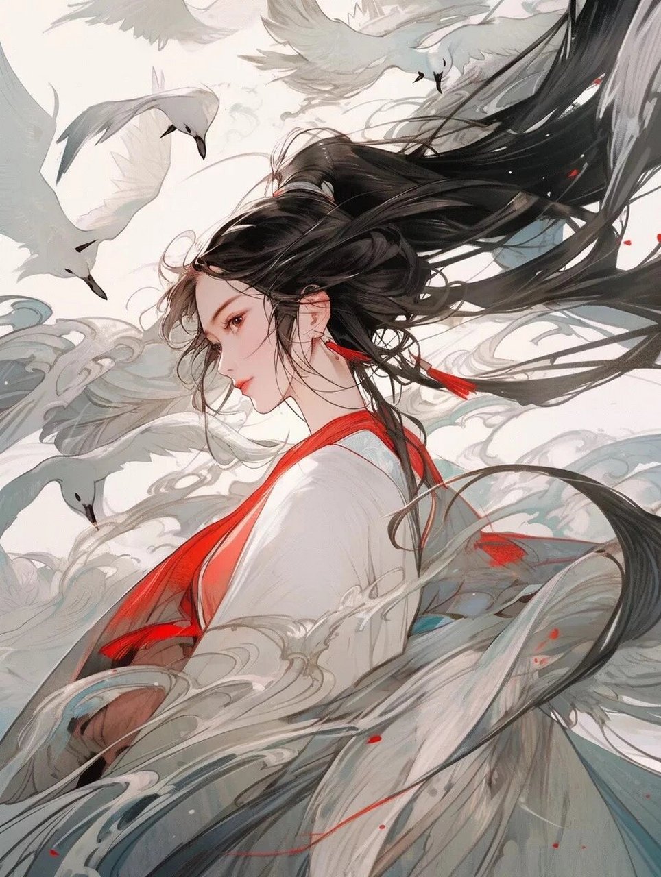 古风美女 | 白衣仙鹤