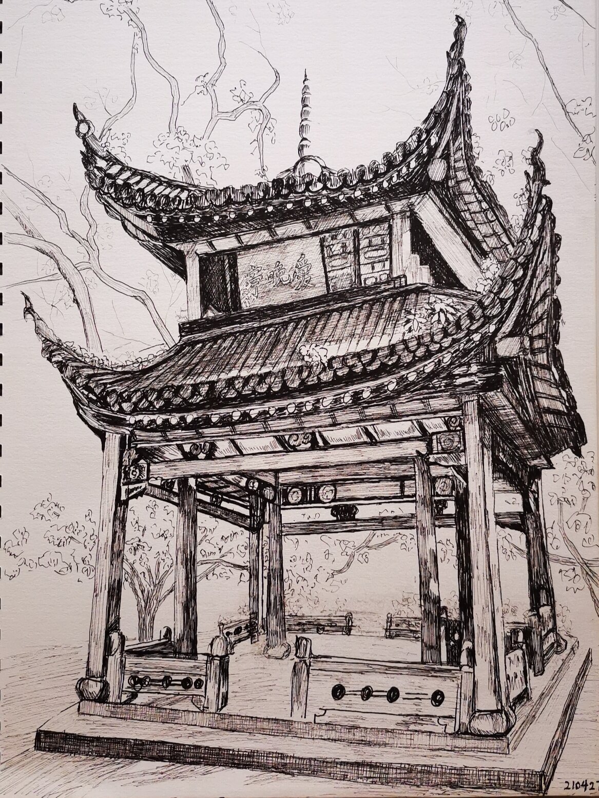 爱晚亭照片写生