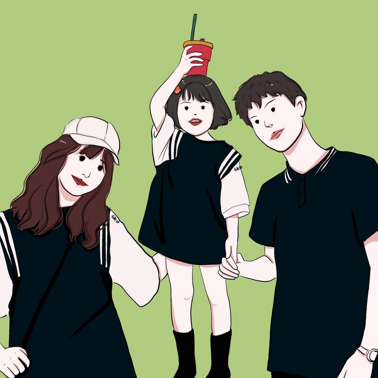 插画 | 头像 |这是 一家三口头像丫 世界很大,幸福很小,有你们刚刚好!