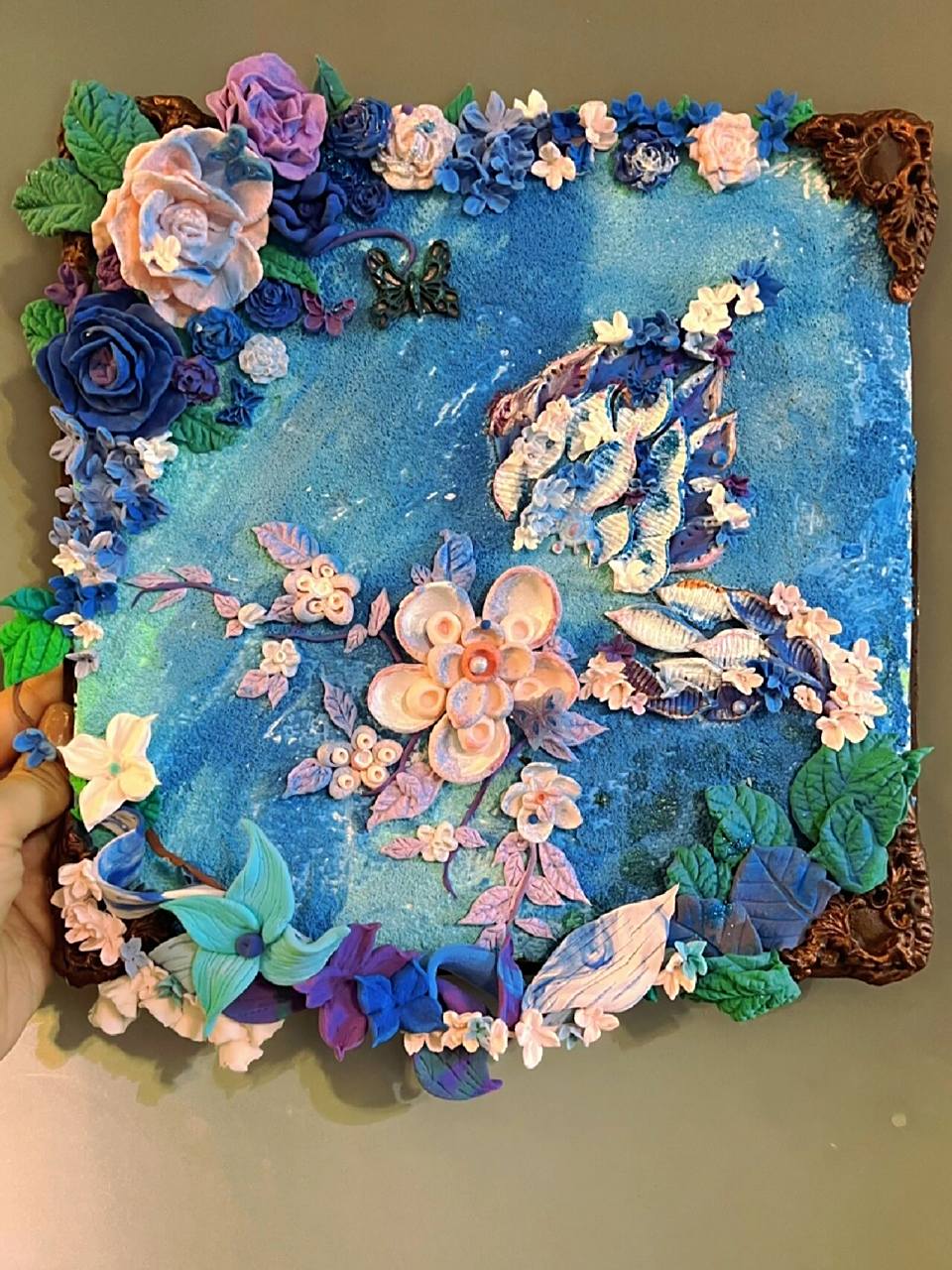 粘土浮雕画Ι蝶恋花 花为蝶,蝶恋花.