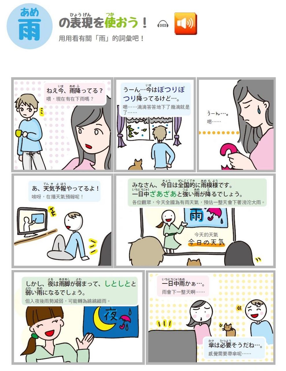 拟声拟态词|雨7415 今日の雨が強いですね