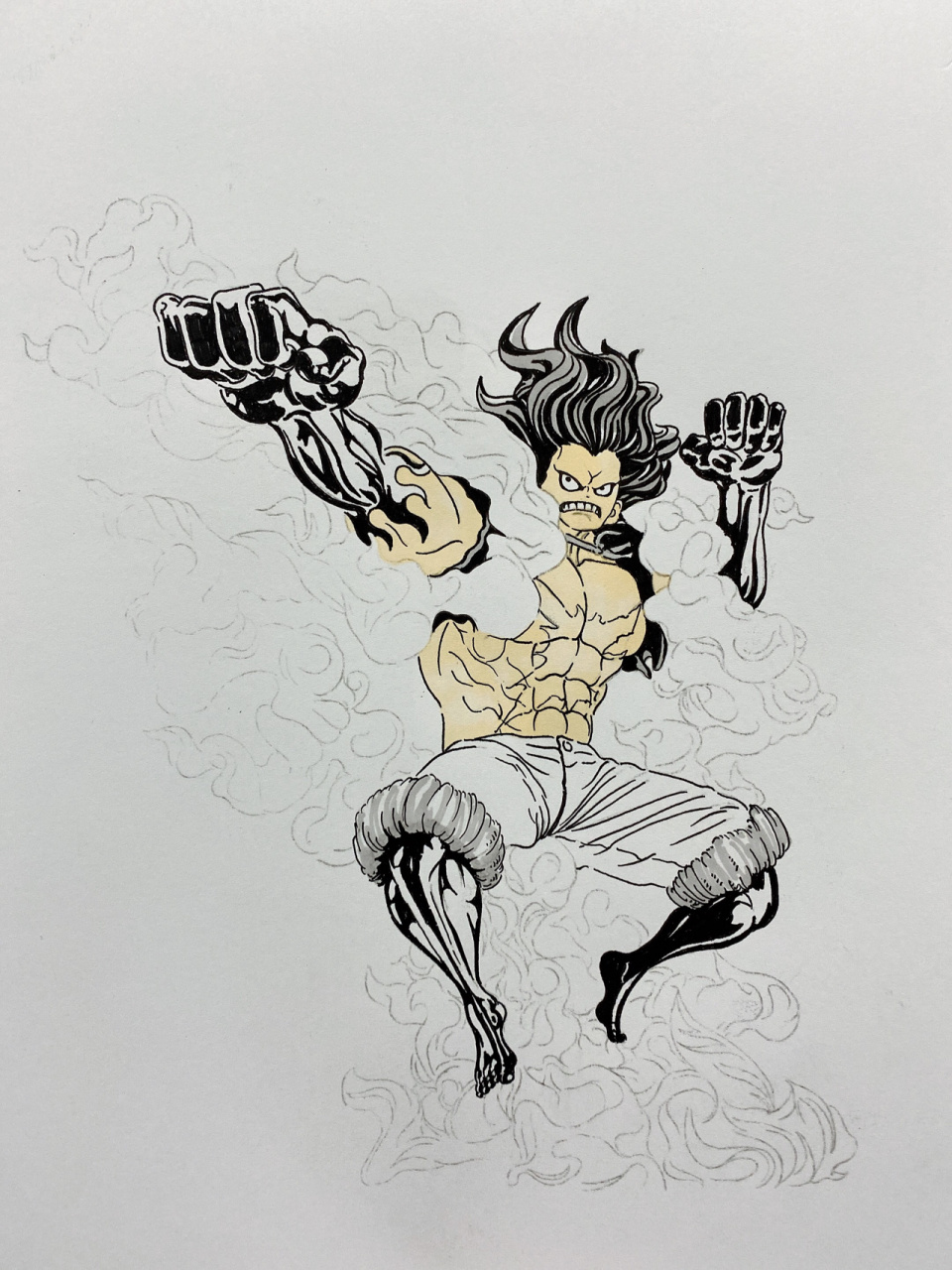 海贼王手绘——路飞四档"蛇人"形态 你们有看过这张作品的原图吗00