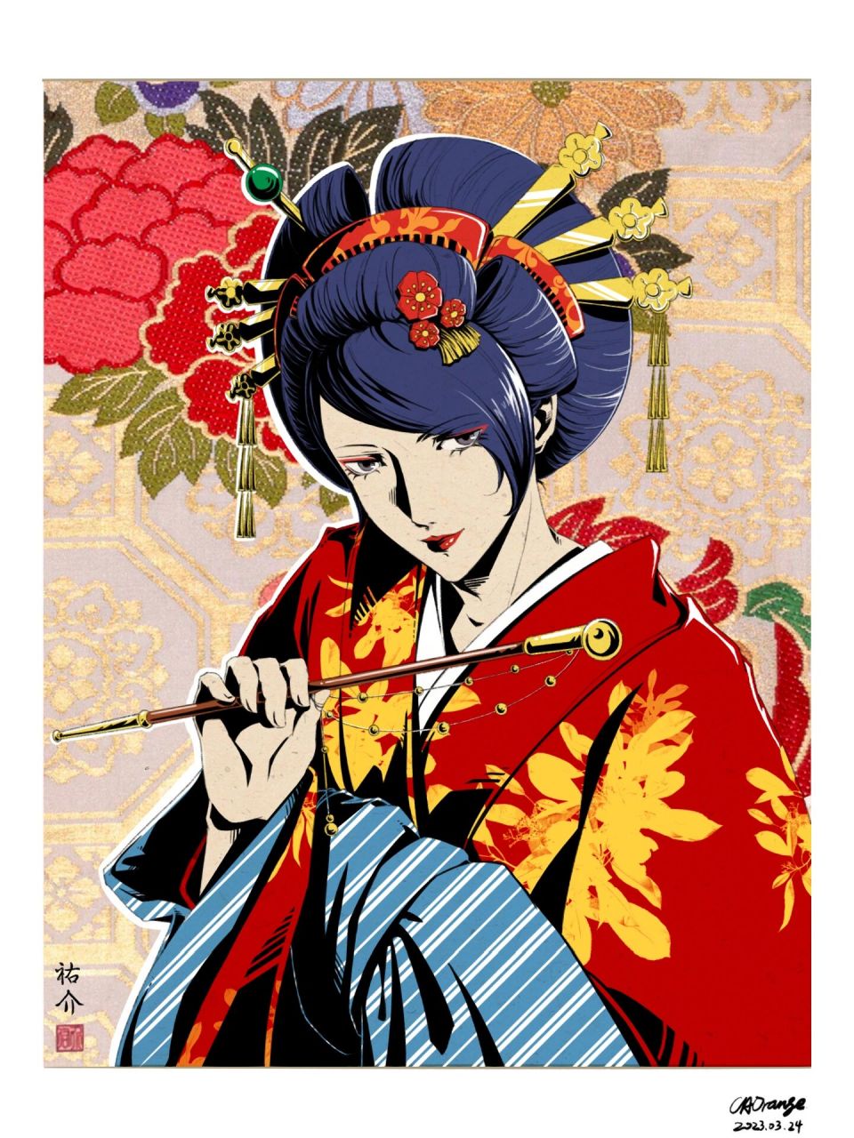 【p5】画了艺妓装喜多川祐介