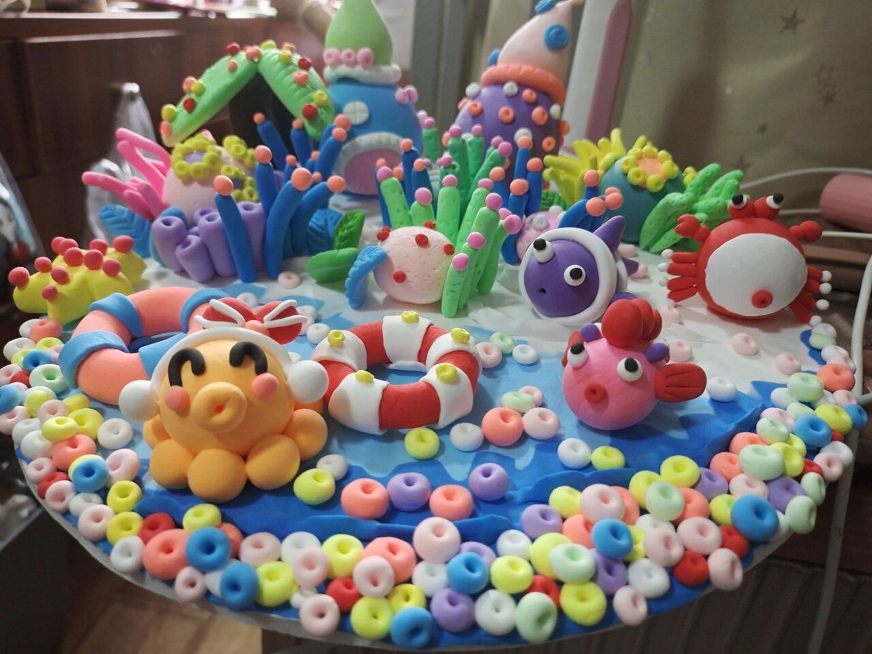 超清黏土手工(海底世界)幼教环创作业