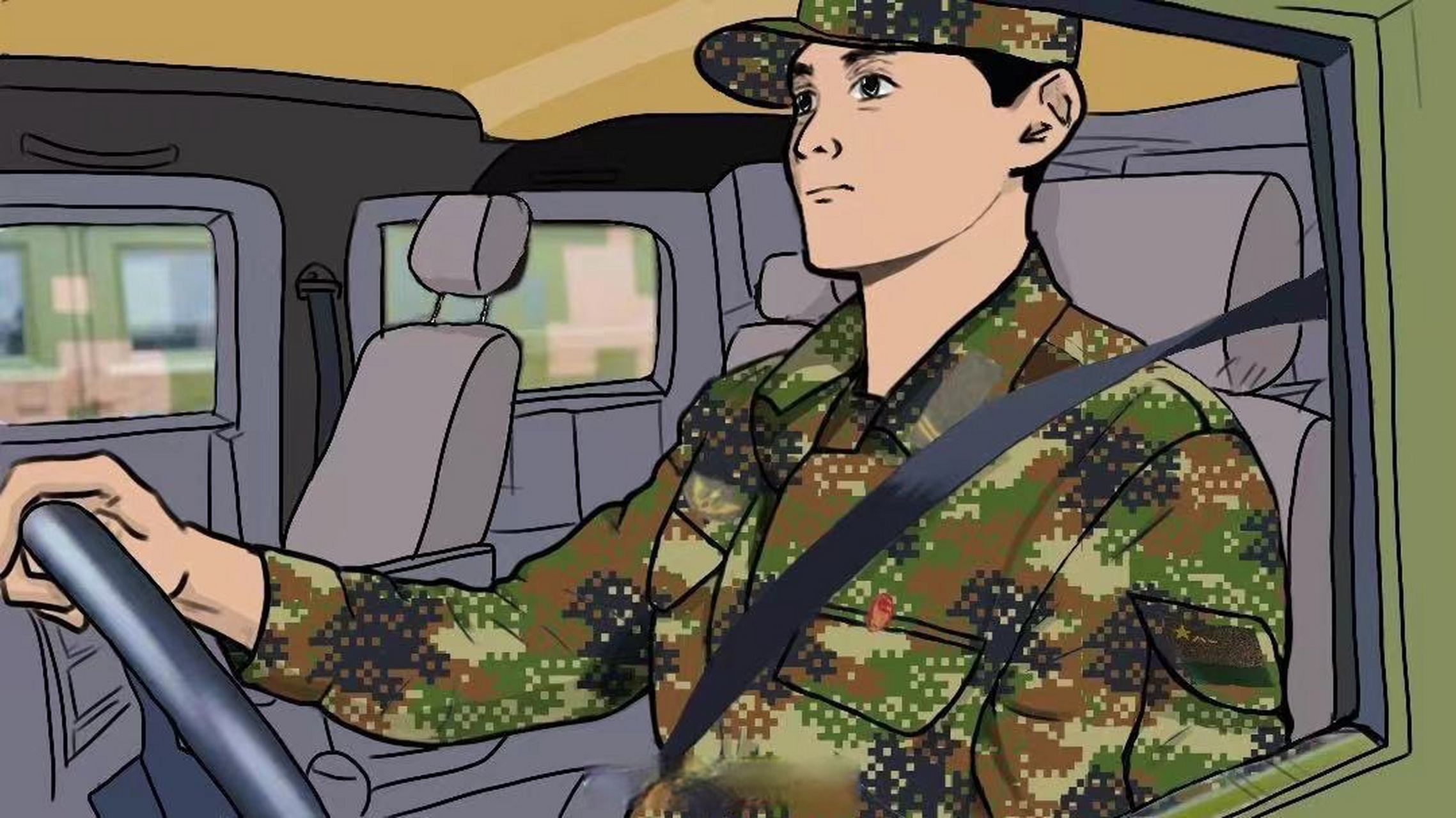 近日,西藏军区某旅战士用画笔描绘官兵在战位上意气