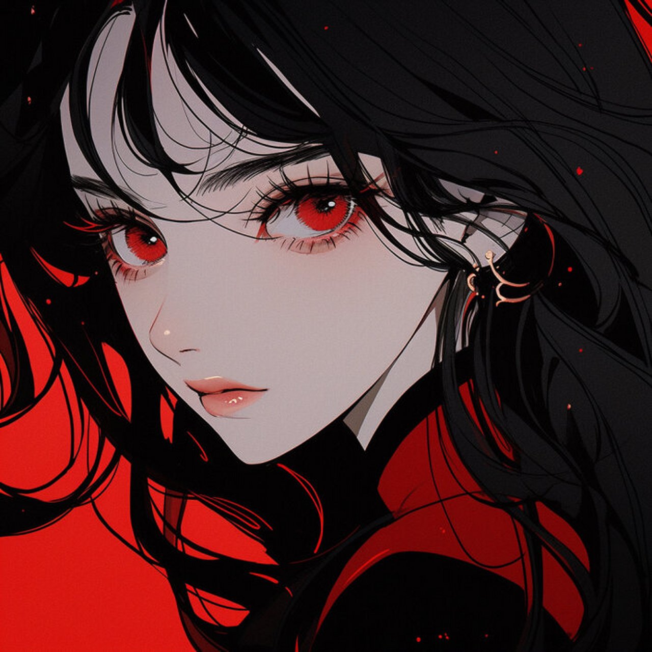 高冷77红黑色系 优质女生头像 大家好,我是野生的ai训练师一枚.