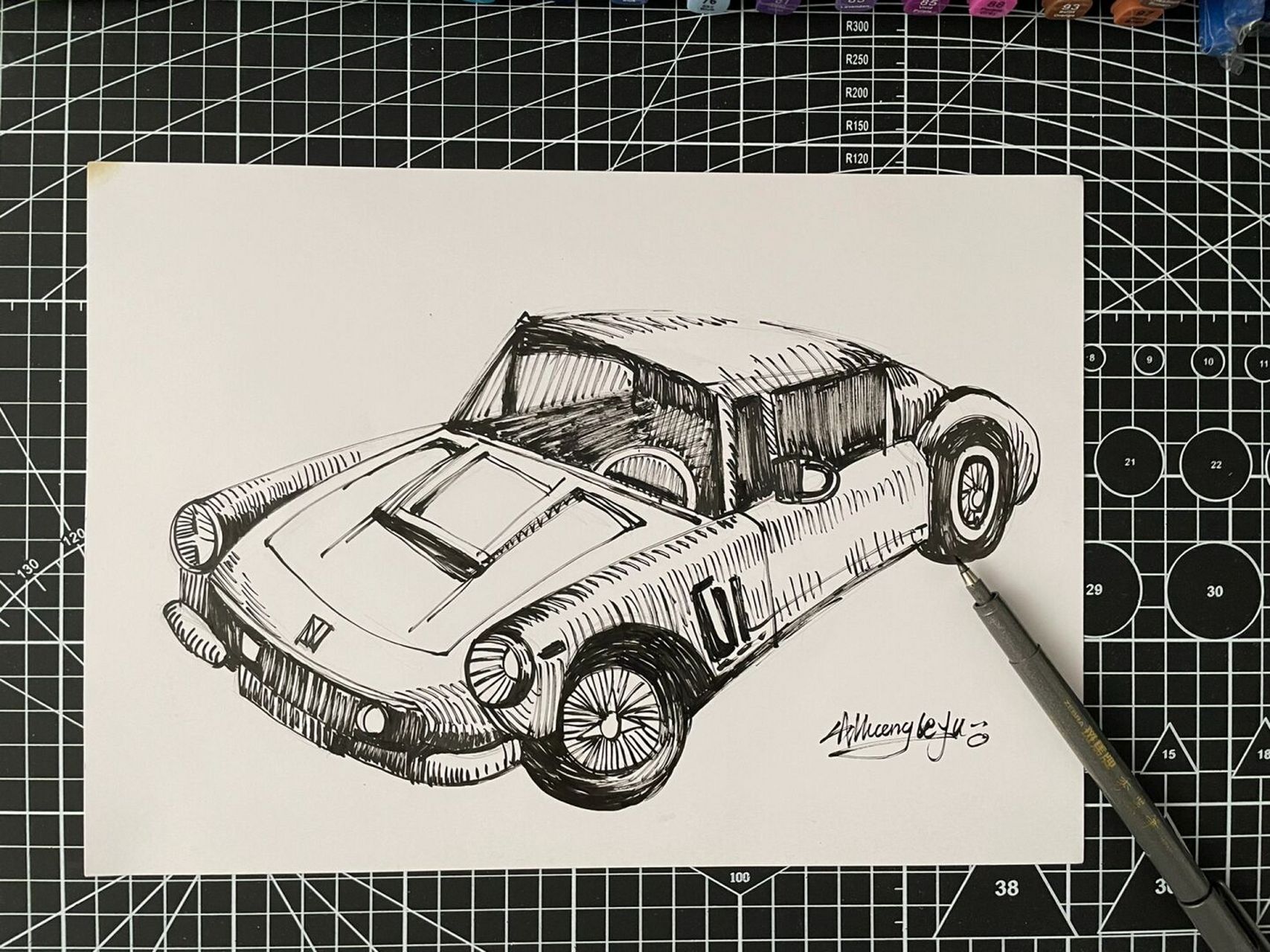 汽车|速写|黑白装饰画 #速写# #速写打卡# #线性速写##黑白装饰画