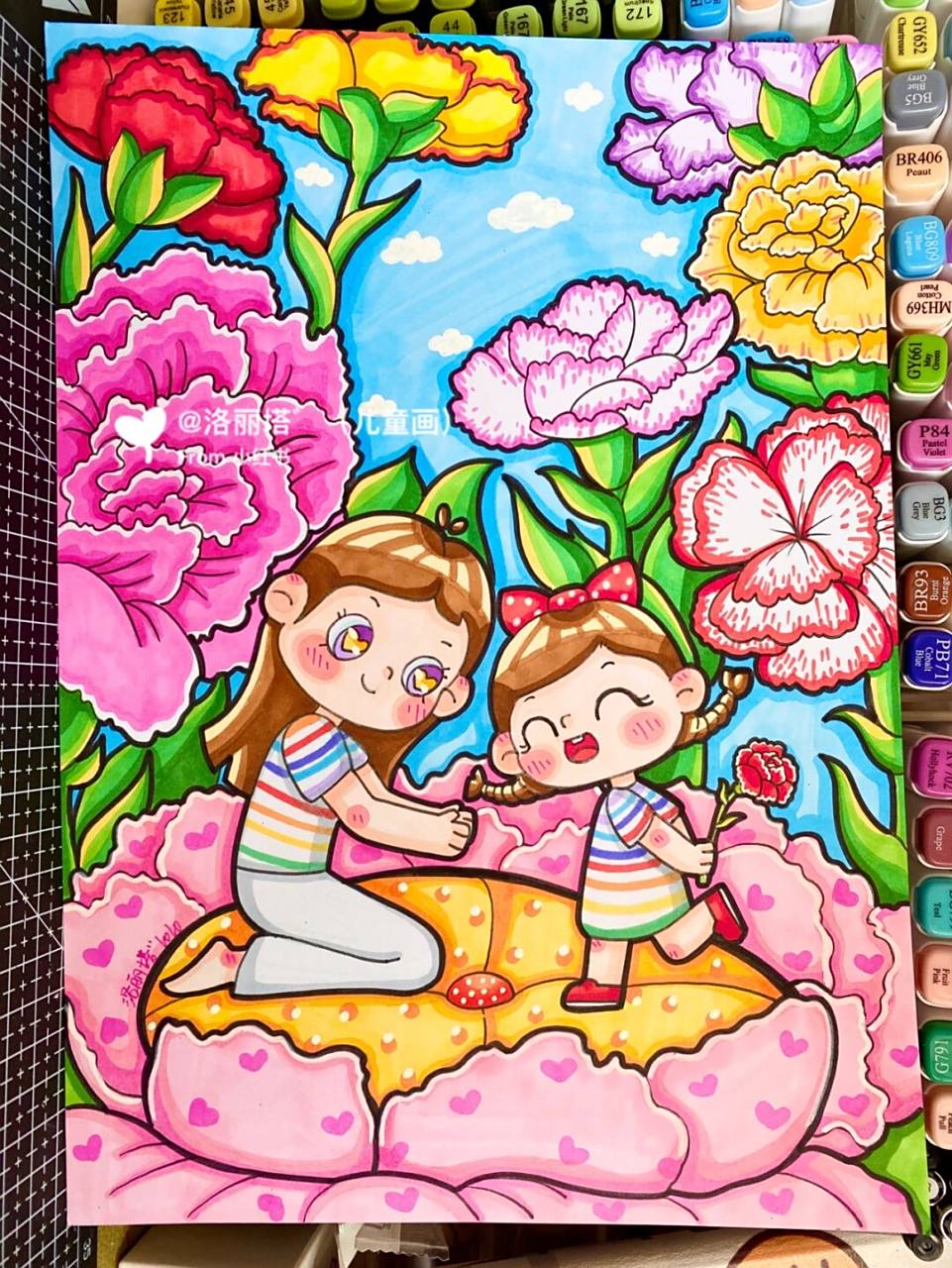 节日主题《我爱妈妈》 完整图～ 母亲节主题画,美丽的妈妈,我爱妈妈