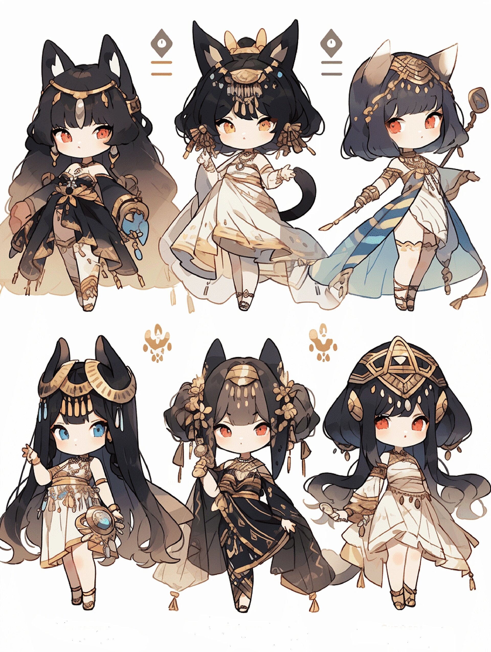 ai角色设计 | 埃及风q版人设