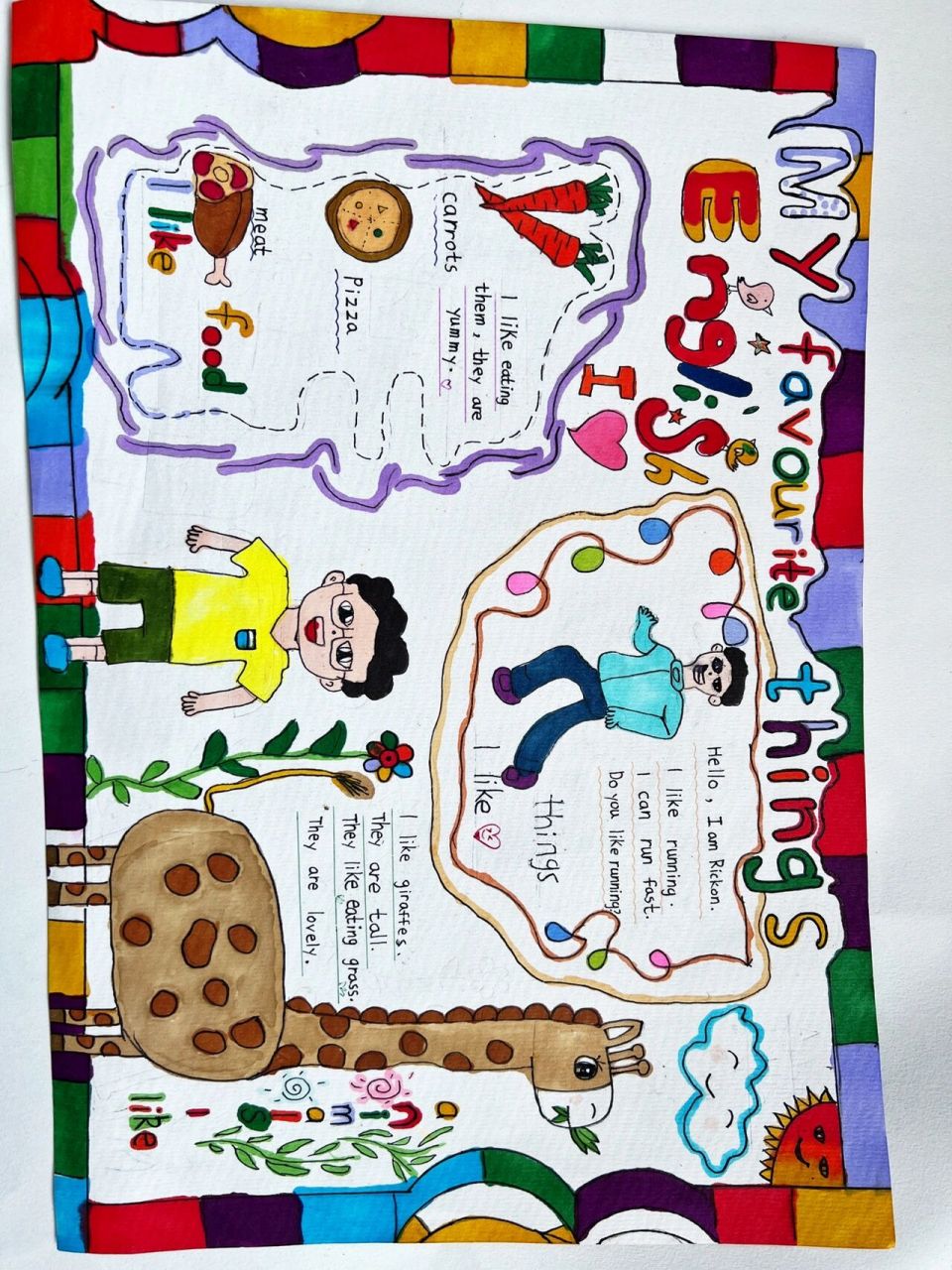 英语手抄报 my favorite things 居家学习的日子,也要丰富多彩呀